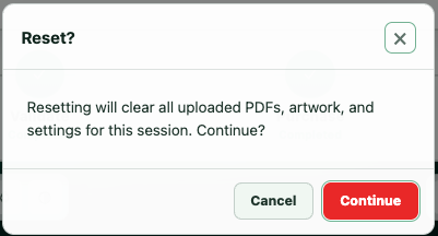 Reset warning dialog
