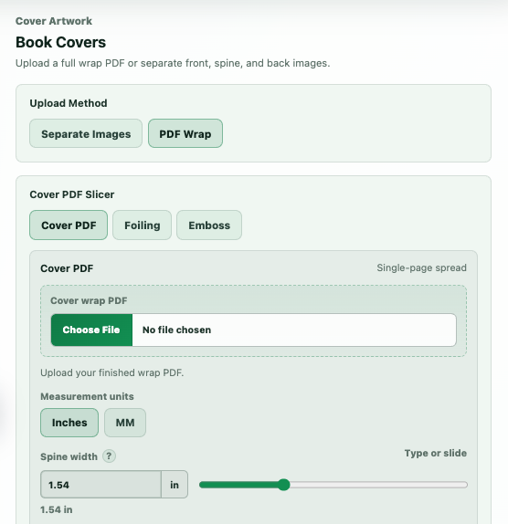 Marketing book cover controls