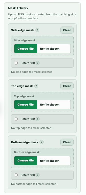 Marketing foil mask controls