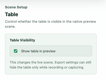 Marketing table controls