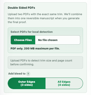 Double Sided workflow controls in Project Data