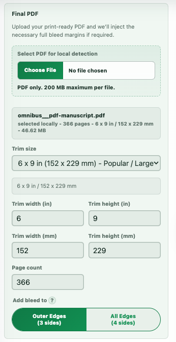 Final PDF workflow populated with a selected PDF