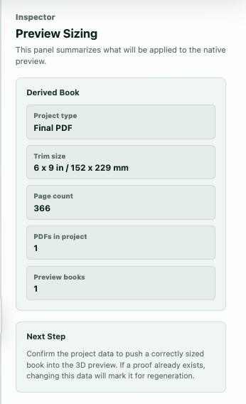 Preview sizing controls in Project Data