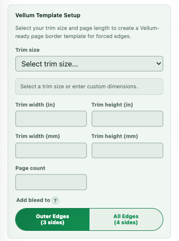 Vellum Template workflow controls in Project Data