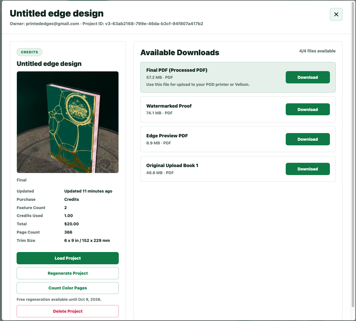 Project detail files panel