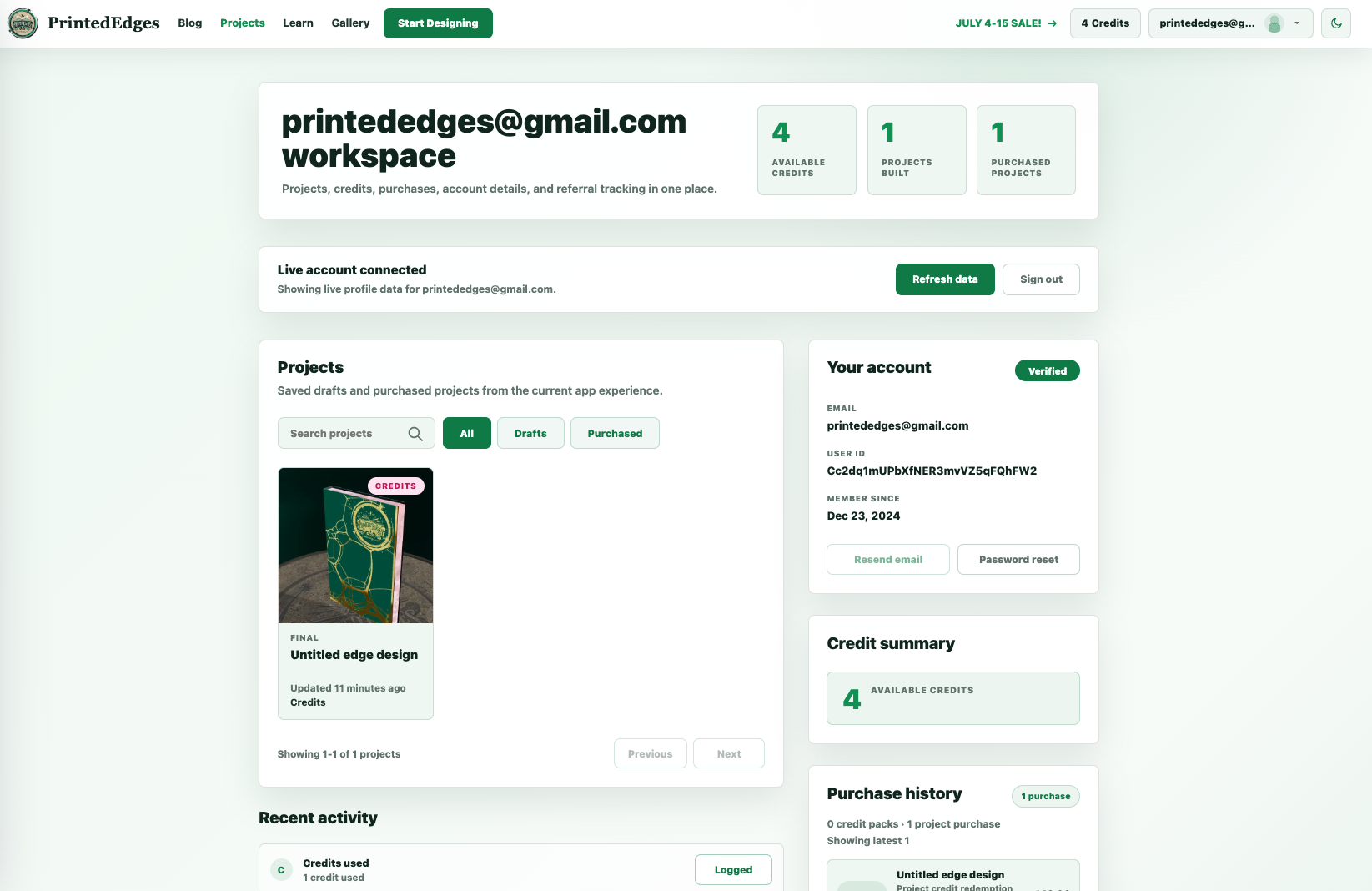 Project profile workspace overview