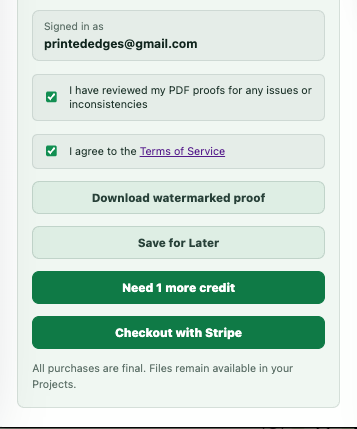 Credit checkout option