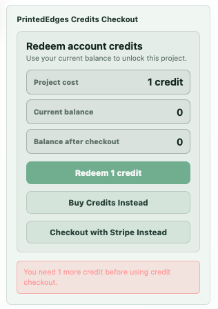 Credit checkout details