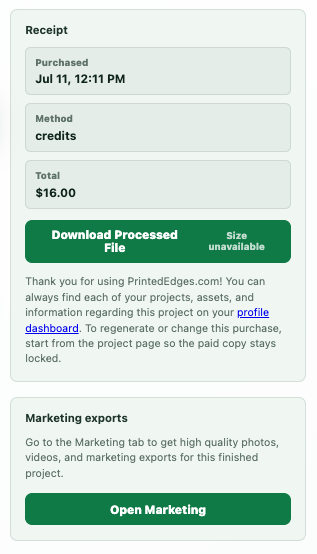 Finalized purchase state