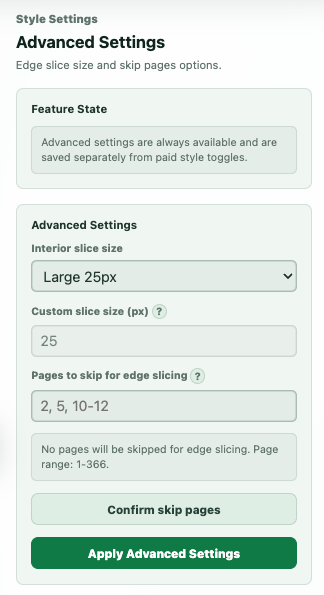 Advanced style settings