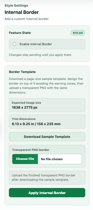Internal border controls in Styles