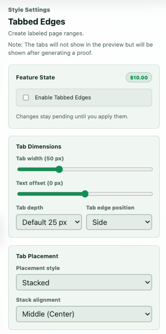 Tabbed edge controls in Styles