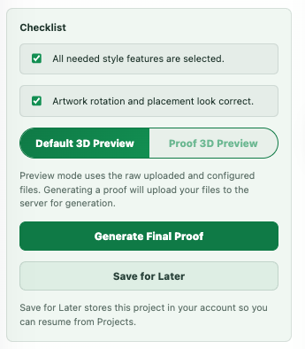 Validation checklist